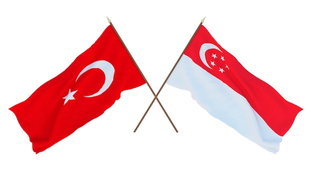 Plano de fundo para ilustradores designers Dia da Independência Nacional Bandeiras Turquia e Cingapura