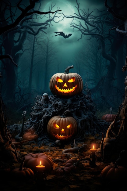 plano de fundo para o halloween com abóboras e assustador