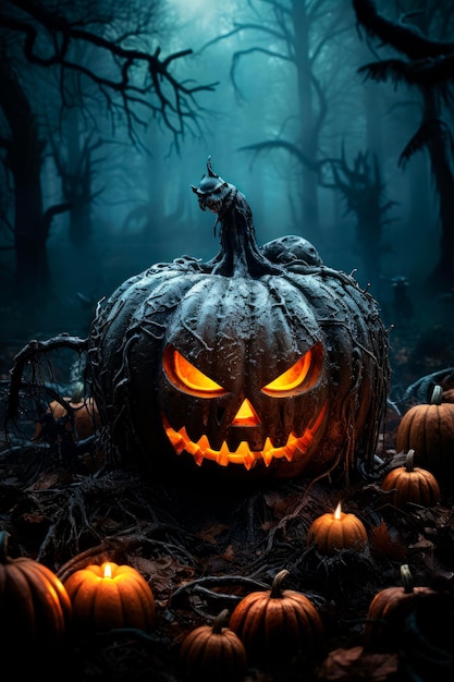 plano de fundo para o halloween com abóboras e assustador