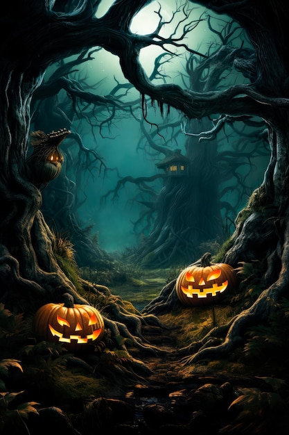 plano de fundo para o halloween com abóboras e assustador