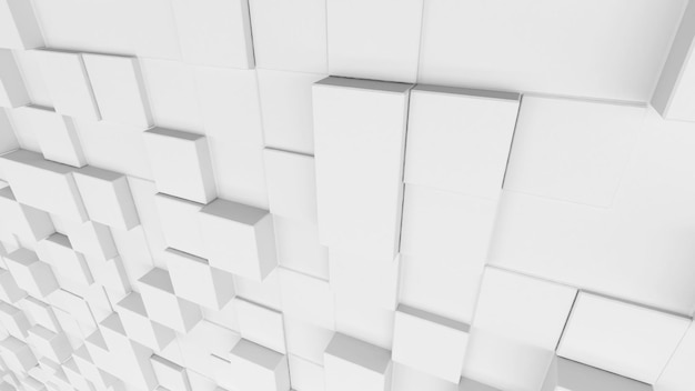 Plano de fundo quadrado branco, conceito de ciência e tecnologia, renderização em 3D