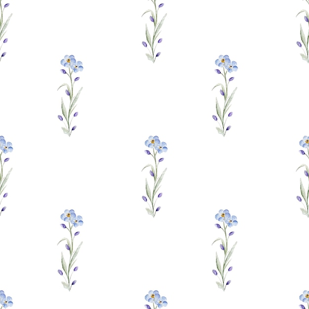 Plano de fundo sem costura com aquarela forgetmenot Belo padrão Céu de verão pequenas flores azuis