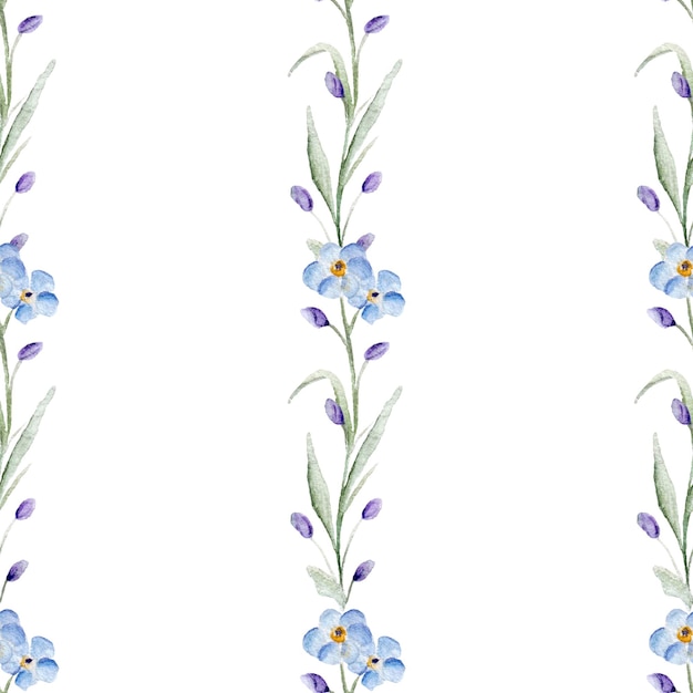 Plano de fundo sem costura com aquarela forgetmenot Belo padrão Céu de verão pequenas flores azuis