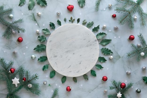 Plano de Natal deitado em verde e vermelho.