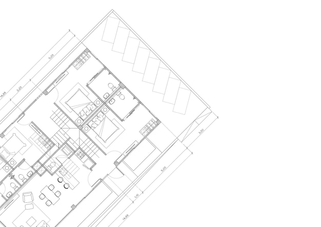 Plano de piso do edifício projetado de acordo com o desenho