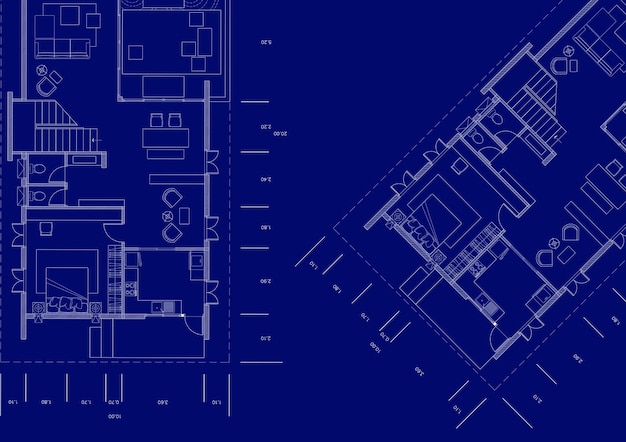 Plano de piso do edifício projetado de acordo com o desenho