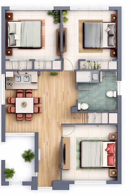Foto plano de piso para dois apartamentos