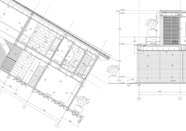 Plano de piso projetado edifício no desenho