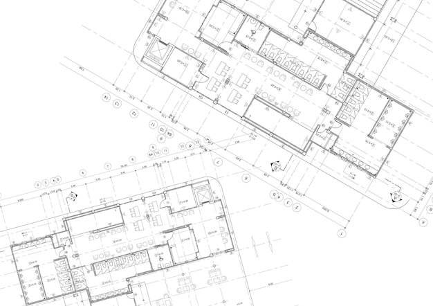 Plano de piso projetado edifício no desenho