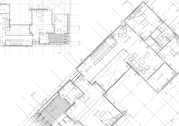 Plano de piso projetado edifício no desenho