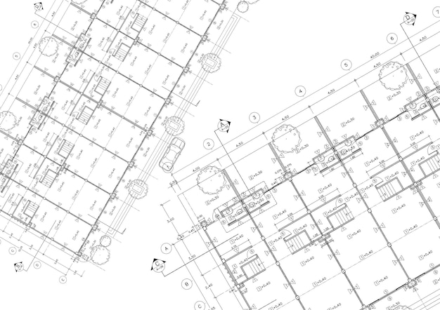 Plano de piso projetado edifício no desenho