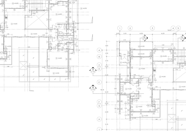 Plano de piso projetado edifício no desenho