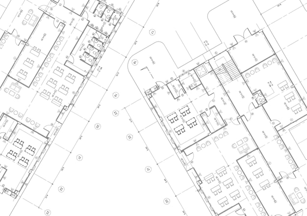 Plano de piso projetado edifício no desenho