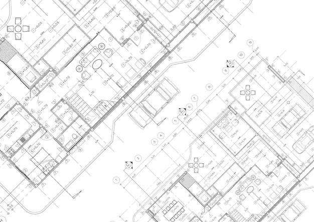 Plano de piso projetado edifício no desenho