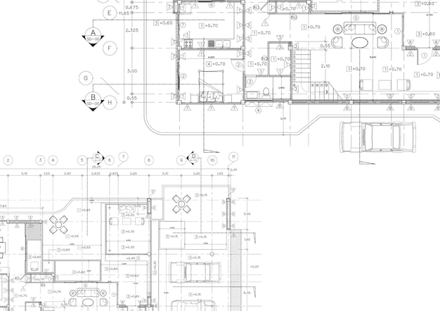 Plano de piso projetado edifício no desenho