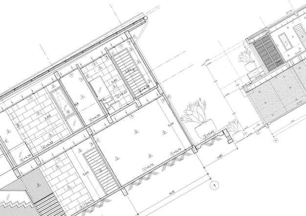 Plano de piso projetado edifício no desenho