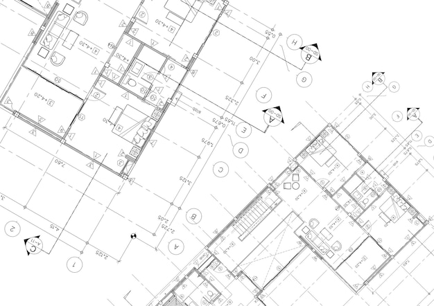 Plano de piso projetado edifício no desenho