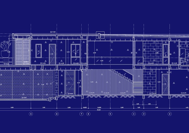 Plano de piso projetado edifício no desenho