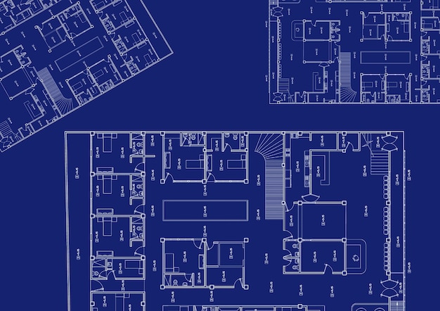 Plano de piso projetado edifício no desenho