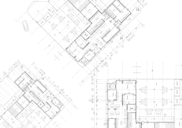 Plano de piso projetado edifício no desenho
