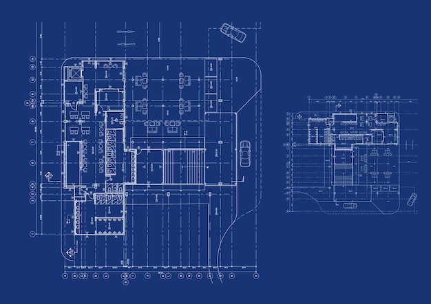 Plano de piso projetado edifício no desenho