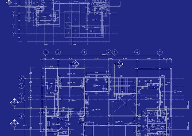 Plano de piso projetado edifício no desenho