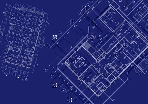 Plano de piso projetado edifício no desenho