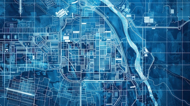 Foto plano de planeamento da cidade zoneamento áreas residenciais comerciais industriais transportes espaços verdes