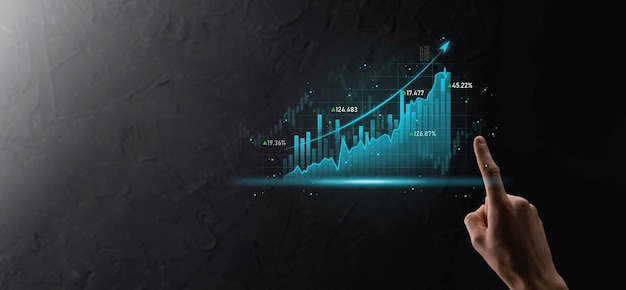 Plano financeiro e estratégia de desenvolvimento de negóciosAnálise de gráfico de finanças e investimento em gráfico de mercado Troca de economia digitalPlano de desenvolvimento e crescimento crescenteBanco de investimento no mercado de ações