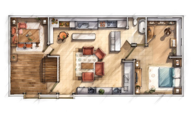 Plano de una nueva cocina dibujada por un arquitecto