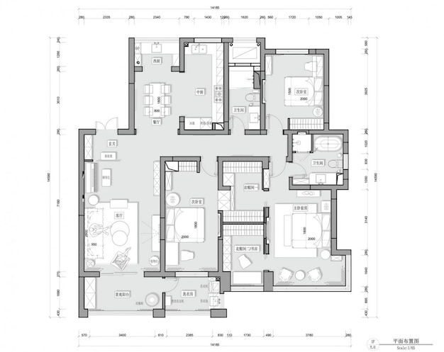 Plano de piso de un apartamento moderno