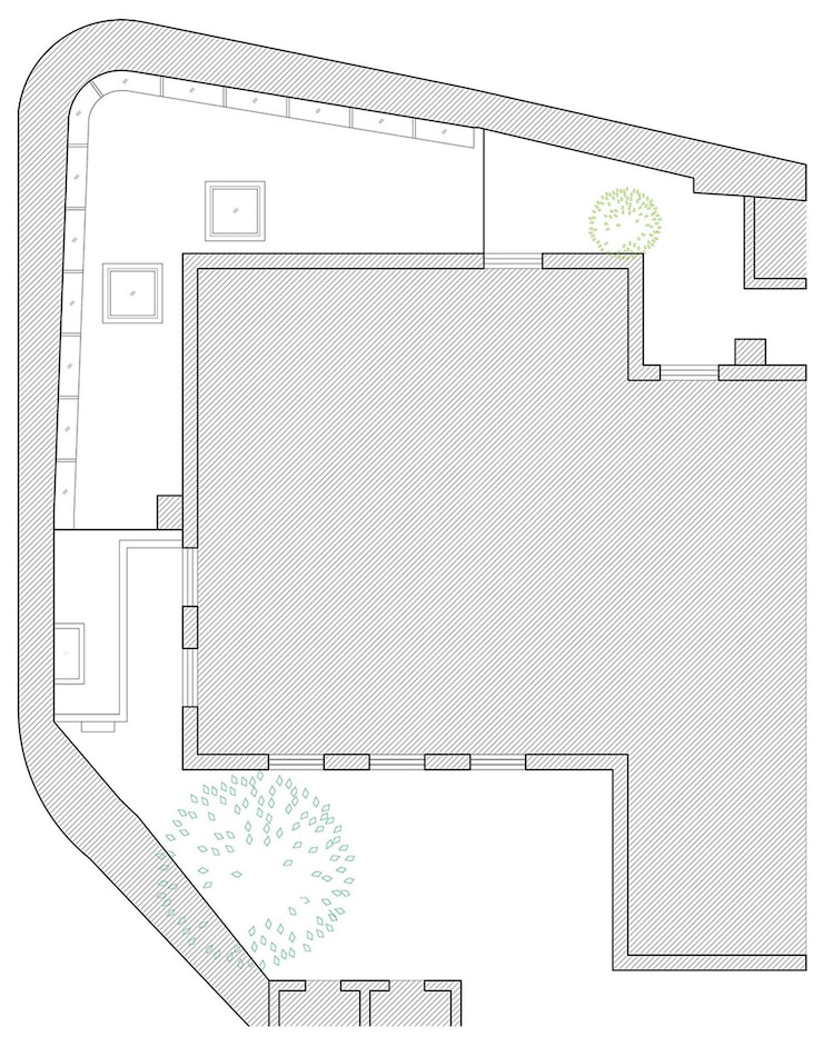 Foto plano de piso del edificio con patio