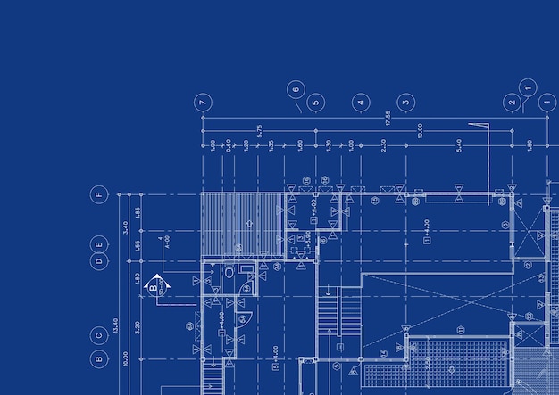 Foto plano de planta diseñado construyendo sobre el dibujo.