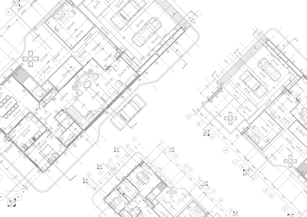 Plano de planta diseñado edificio en el dibujo