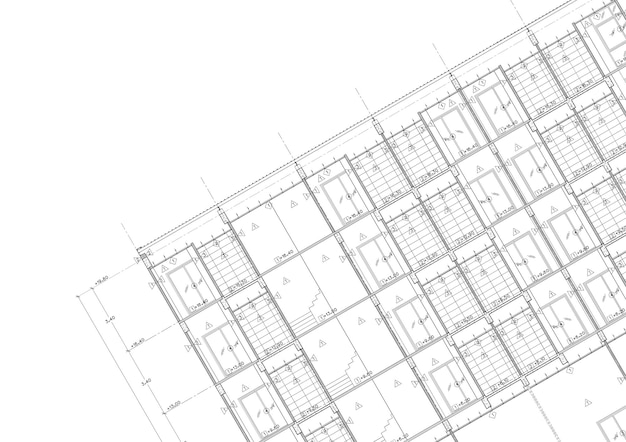 Plano de planta diseñado edificio en el dibujo