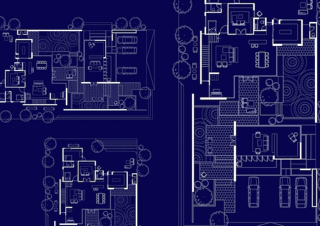 Plano de planta diseñado edificio en el dibujo