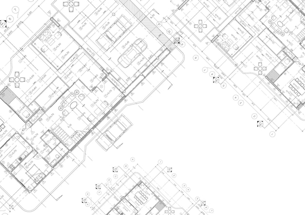 Plano de planta diseñado edificio en el dibujo