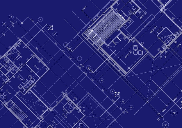 Plano de planta diseñado edificio en el dibujo