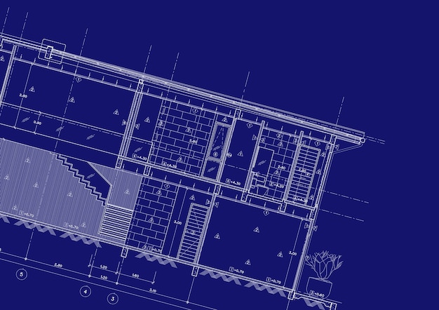 Plano de planta diseñado edificio en el dibujo