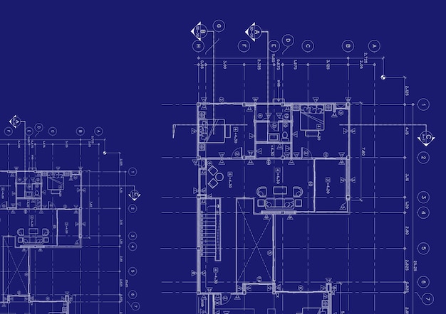 Plano de planta diseñado edificio en el dibujo