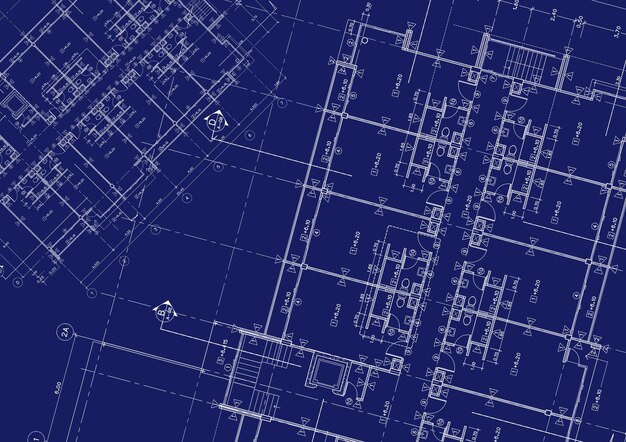 Plano de planta diseñado edificio en el dibujo