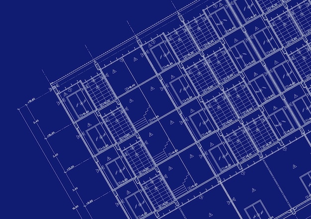 Plano de planta diseñado edificio en el dibujo