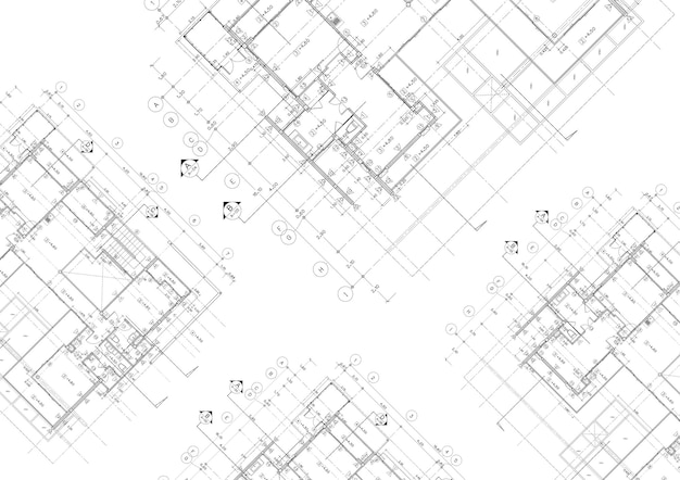 Plano de planta diseñado edificio en el dibujo