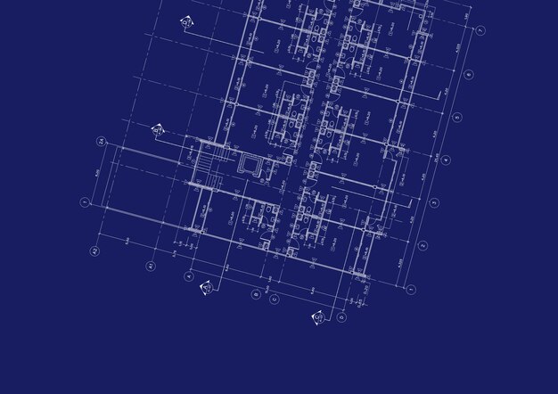 Plano de planta diseñado edificio en el dibujo