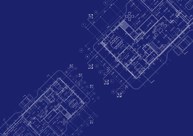 Plano de planta diseñado edificio en el dibujo