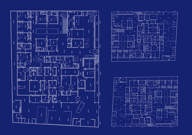 Plano de planta diseñado edificio en el dibujo