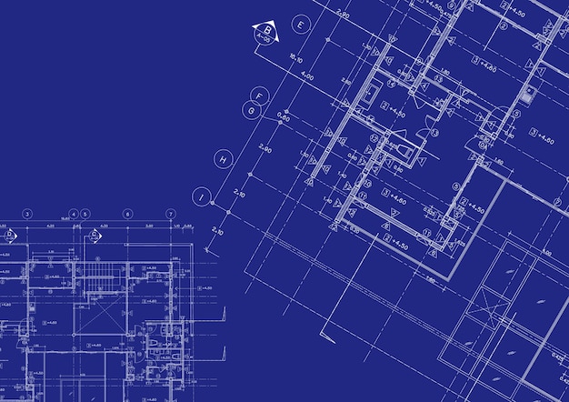 Plano de planta diseñado edificio en el dibujo