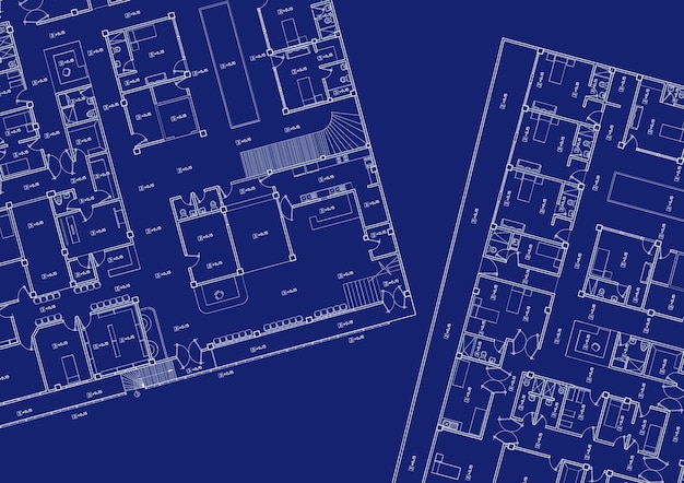 Plano de planta diseñado edificio en el dibujo