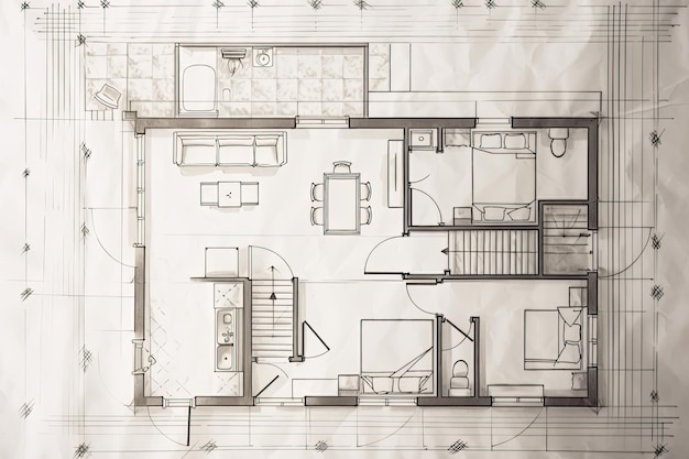 Plano técnico arquitectónico de salón Creado con IA Generativa