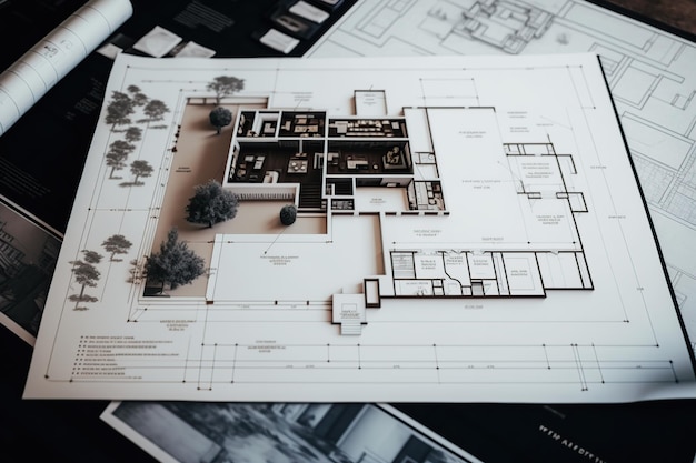 Planos arquitectónicos blue print AI Generated